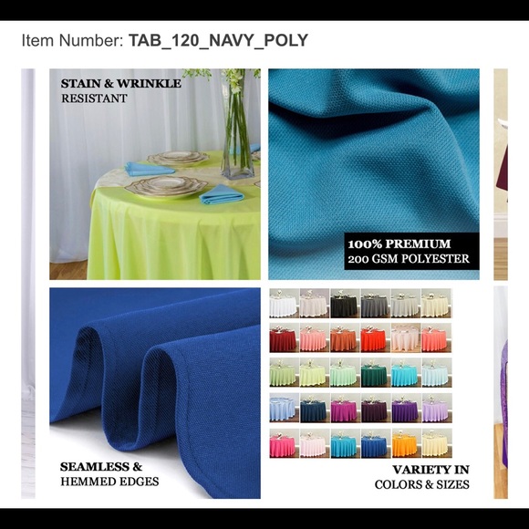 NIB Navy Blue Event Linens/Tablecloth’s - Picture 10 of 10